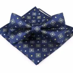 幾何学模様　蝶ネクタイ　ポケットチーフ　2点セット　結婚式　イベント　パーティー