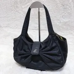 agnes b. VOYAGE ナイロン リボン バッグ トートバッグ ブラック
