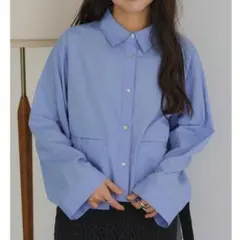 titivate ティティベイト クロップドシャツ ブルー 長袖