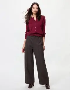 美品ユニクロブラッシュドジャージーワイドパンツM ダークブラウン