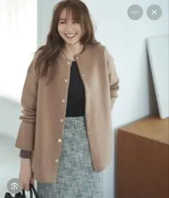 NATURAL BEAUTY BASIC FOX接結コーディガン　ブラウン