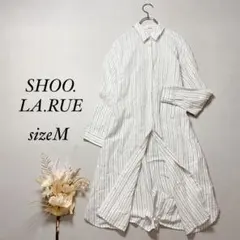 シューラルー シャツワンピース ひざ丈 ストライプ【M】リネン コットン 142