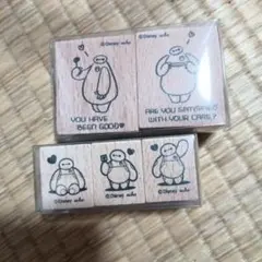セリア 新品 ベイマックス ラバースタンプ2点セット ディズニー ハンコ木製