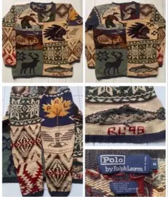 美品 90s POLO ラルフローレン RL'95 patchwork knit