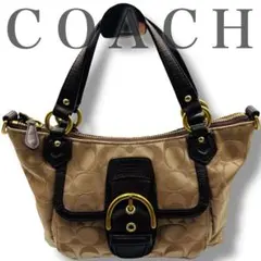 コーチ ハンドバッグ 2way キャンバス×レザー ベージュ系 金具ゴールド