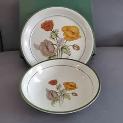 ノリタケImage Stone 花柄 ボウル&大皿 食器2点セット【昭和レトロ】のサムネイル