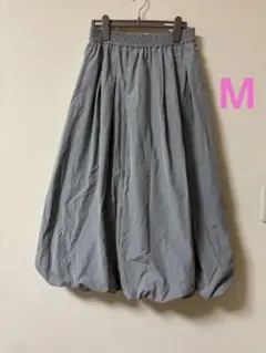 美品　GU バブルヘムミディスカート バルーンスカート M グレー