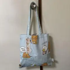 新品 キャラクター トートバッグ 帆布 肩掛けバッグ 水色