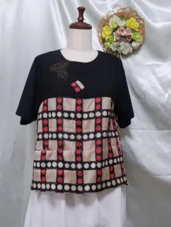 値下げしました、、プルオーバー半袖ブラウス、着物リメイク、