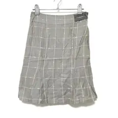 【ZAZIE】ザジ スカート ミニ丈 チェック 台形 刺繍 グレー ピンク