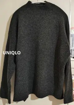 ユニクロ スフレヤーンハイネックセーター チャコールグレー Ｌ