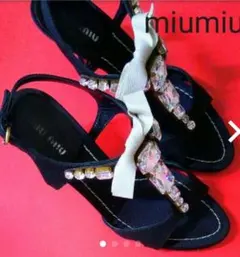 ★美品激安！miumiuビジューサンダル
