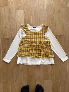 Moujonjon チェック柄 長袖カットソー 140cm