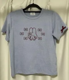 【メロクロコラボ】My MelodyミニギンガムTee ブルー　Tシャツのサムネイル