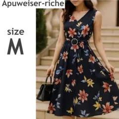 【新品】Apuweiser-riche 花柄ワンピース フレア ノースリーブ