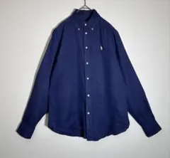 RalphLauren ラルフローレン　刺繍ロゴ　BD 長袖　リネンシャツ