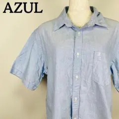 アズール　AZUL　シャツ　トップス　半袖　青　ブルー　L　オフィス 綿　メンズのサムネイル