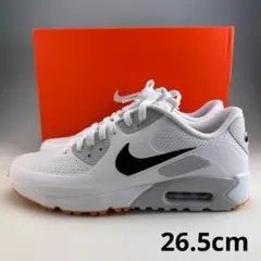 26.5cm ナイキ エアマックス90 G ホワイト/ブラック ゴルフシューズ