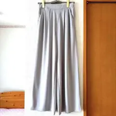 グレーワイドパンツMウエストゴム