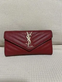 YSL サンローラン カサンドラ 長財布 キルティング レッド 2025年最新
