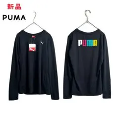新品★PUMA 速乾Tシャツ 長袖ロンT バックプリント　ブラック　M