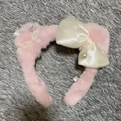 ☆美品 USJ キティちゃん ピンク ファー リボン カチューシャ☆