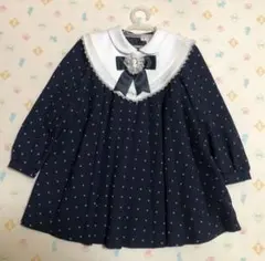 ネイビー ドット柄 フォーマルドレス　110 6才