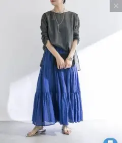 新品　リヴドロワ　【ウエストゴムで履きやすい】コットンワッシャープリーツスカート