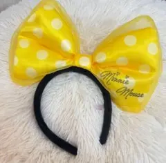 ♡即日発送♡ ミニー イエロードット リボンカチューシャ 水玉 ディズニー 黄色