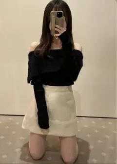 インパン裏地付きファー切替ミニスカート