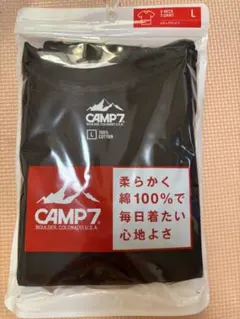 CAMP7 VネックTシャツ Lサイズ ブラック 新品