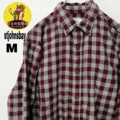 usa古着 stjohnsbay ネルシャツ　M ワインレッド　グレー　チェック