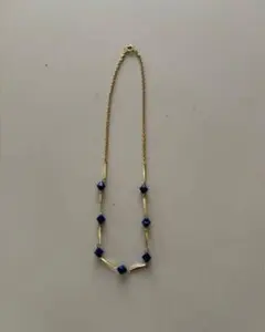 ネックレス ゴールド 青ビーズ系