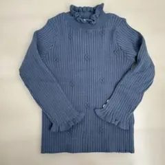 アプレレクール　お花フリルリブニット　ブルー系色
