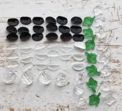 新品 アクリルビーズ リーフ フランス手芸店購入68個セット 葉
