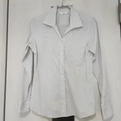 ストライプ 長袖シャツ 白と青