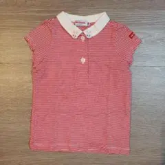 ミキハウス 赤と白ストライプ 半袖シャツ 80cm