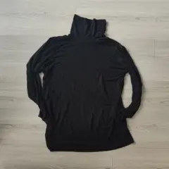 極暖ヒートテックカシミヤブレンドタートルネックT/9分袖 ブラックXL