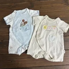 ミッキー＆プーさんロンパース セット 新生児 男の子 50 60 Disney