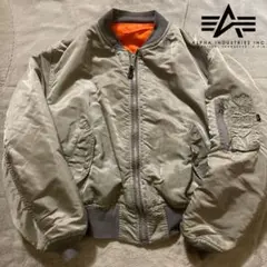 希少カラー・美品　90s USA製 ALPHA MA-1 シルバー XL