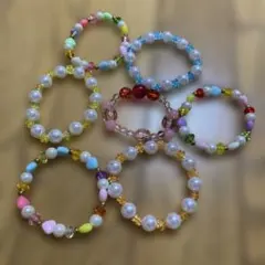 カラフルビーズブレスレット7個セット