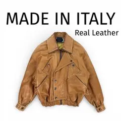 【至高イタリア製】 90s 本革 レザージャケット ブルゾン キャメル 一点もの