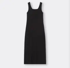 【Lサイズ】GU リブニットワンピース ノースリーブ 黒