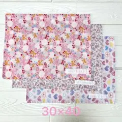 ランチョンマット30×40 3枚セット 女の子ハート いちご リボン入園入学