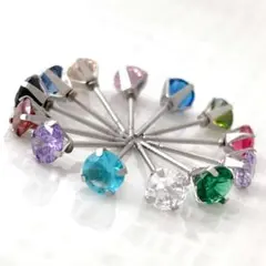 カラーピアス 選べるストーンカラー＊ステンレスピアス＊サージカルステンレス316