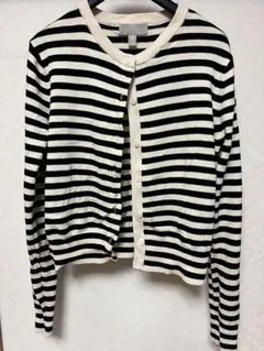 H&M ブラック/ホワイトストライプ カーディガン Sサイズ