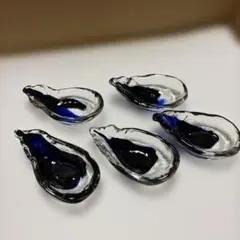 【5客セット】手造りガラス 小鉢 小皿 瑠璃色 珍味入れ 薬味皿 琉球ガラス風
