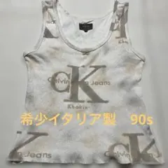 【希少イタリア製】90s Calvin Klein Jeans総柄 タンクy2k