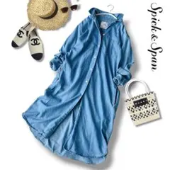 スピックアンドスパン◇デニムシャツ　ワンピース　ダンガリー　長袖　羽織り　洗える