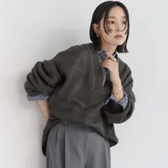 Bonjour Sagan ボンジュールサガン　ディープVネックニット　チャコ